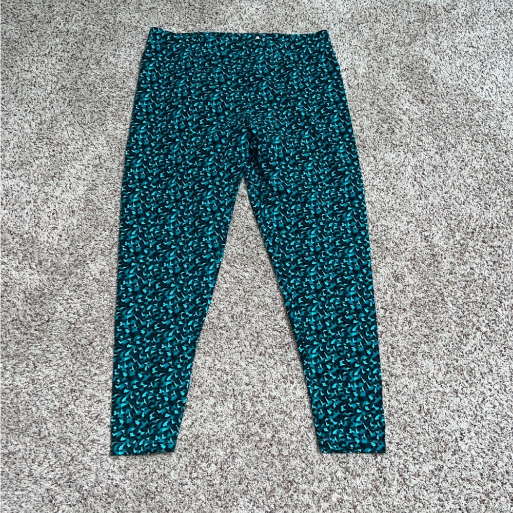 Soft Surroundings Teal & Black Leopard Print Pull-On Leggings Size XL